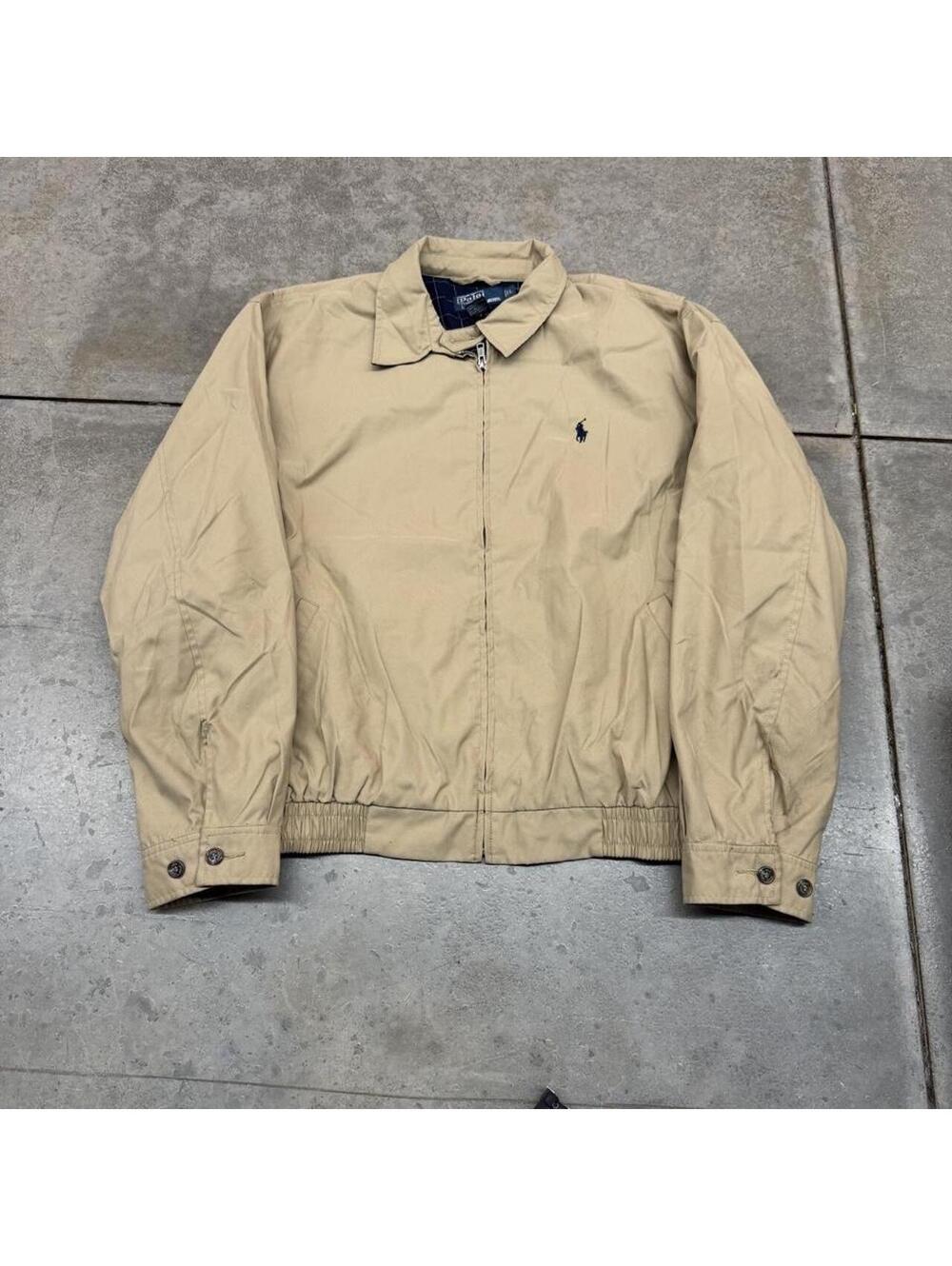 vintage polo ralph lauren harrington eisenhower beige bomber jacket size large